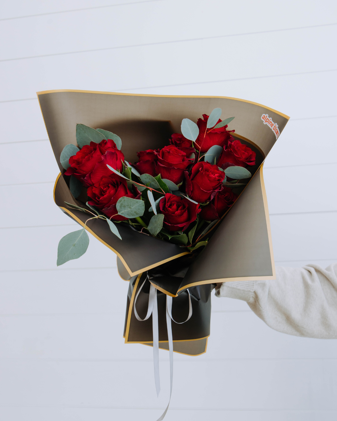 Wrapped Red Roses